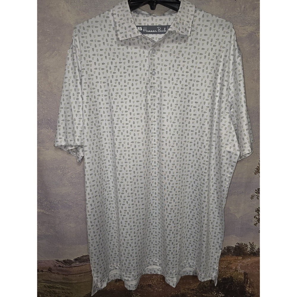 Hammer Back Men's Golf Polo Shirt XXL The Ranch Water White Graphic Short Sleeve
